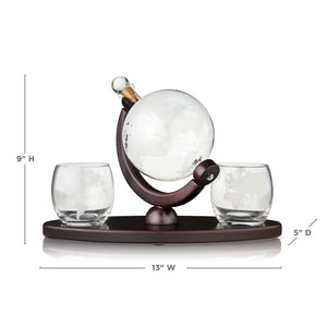 Viski- Globe Themed Decanter & Tumblers Set