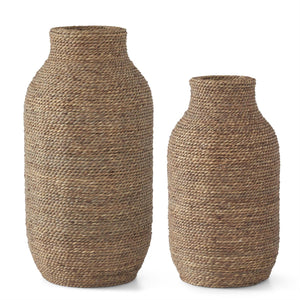 K&K Interiors - Woven Grass & Wood Vases