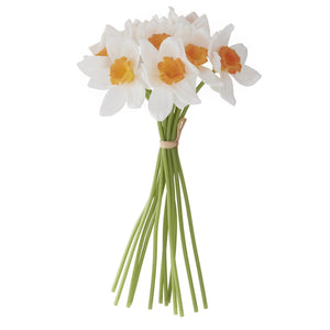 K&K Interiors - 11 Inch White & Yellow Real Touch Daffodil Bundle