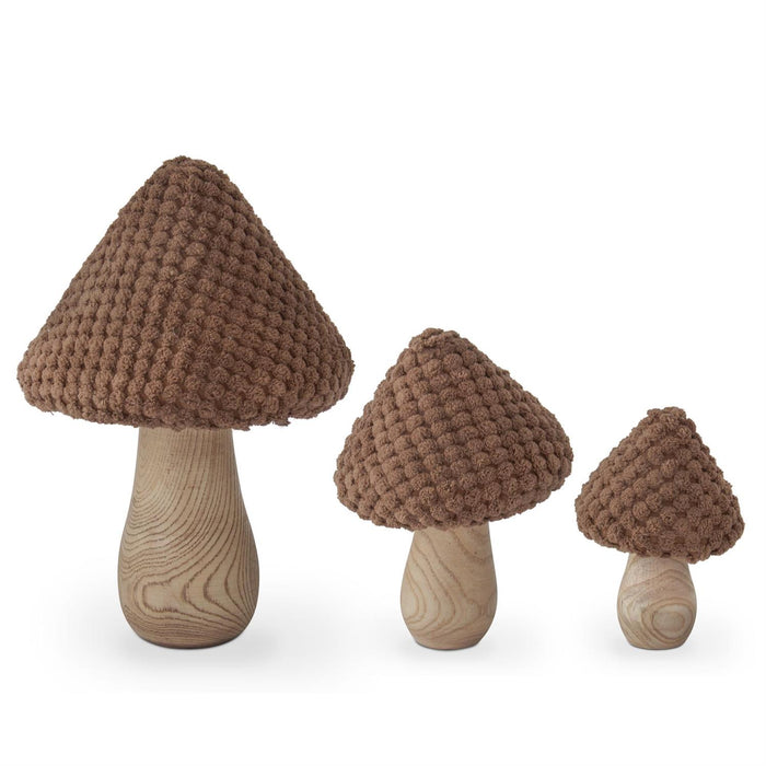 K&K Interiors - Brown Fabric & Wood Mushrooms (Assorted)