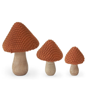 K&K Interiors - Orange Fabric & Wood Mushrooms (Assorted)