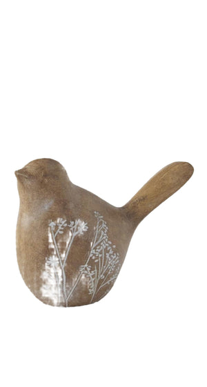 K&K Interiors - 4 ibch Brown Resin Flower Embossed Birds (Assorted)