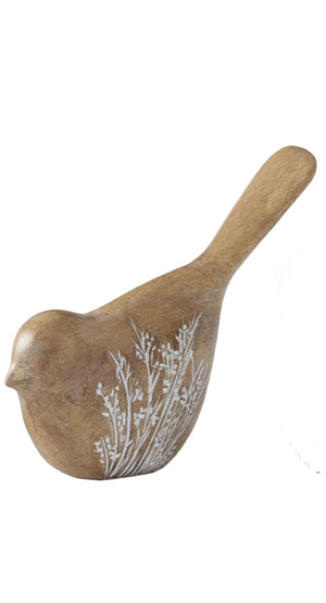 K&K Interiors - 4 ibch Brown Resin Flower Embossed Birds (Assorted)