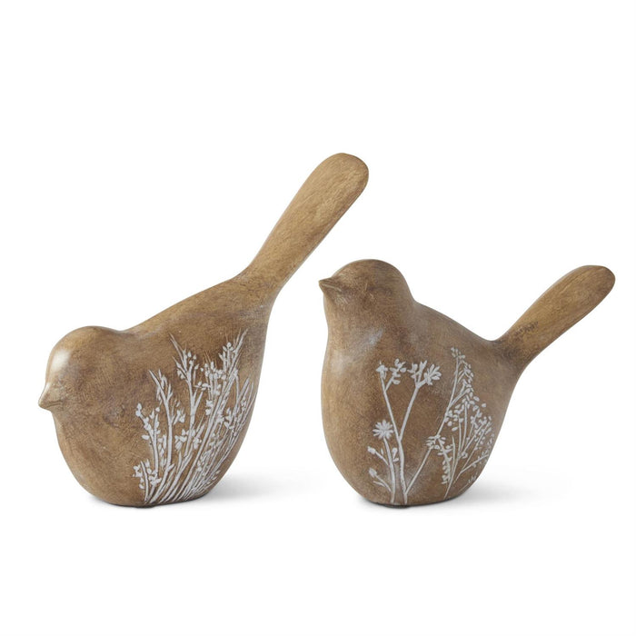 K&K Interiors - 4 ibch Brown Resin Flower Embossed Birds (Assorted)