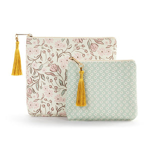 Demdaco - Vintage Floral + Daisy Zip Pouch Set of 2