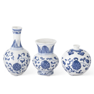 K&K Interiors - Blue & white Chinoiserie Mini Bud Vases (Assorted)