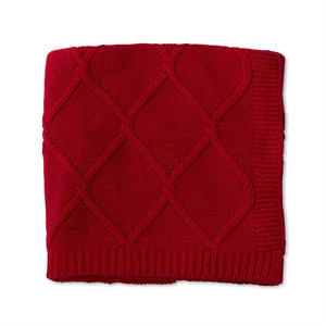 K&K Interiors - 60 Inch Red Diamond Knit Throw