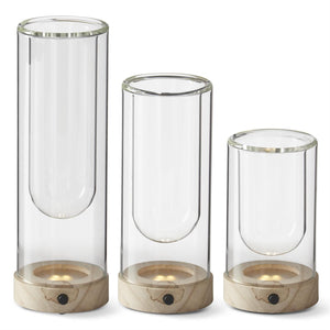 K&K Interiors - Clear Glass LED Cloche Test Tube Vases w/Timer (Assorted Sizes)