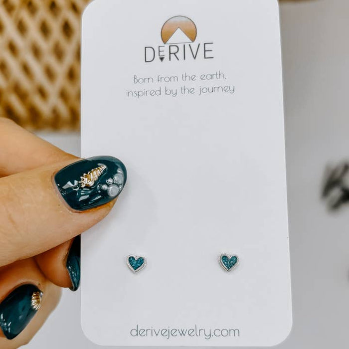 Derive - Turquoise Inlay Heart Stud Earrings