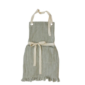 Porter Lane Home - Ruffle Pin Stripe Apron - Green