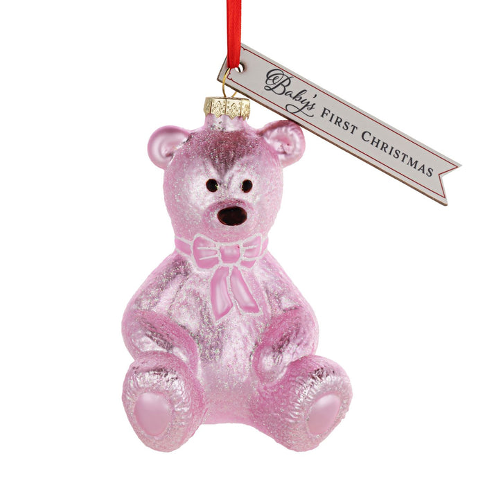 Demdaco - Baby's First Christmas Pink Bear Milestone Ornament