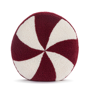 Demdaco - Boucle Red White Peppermint Round Pillow