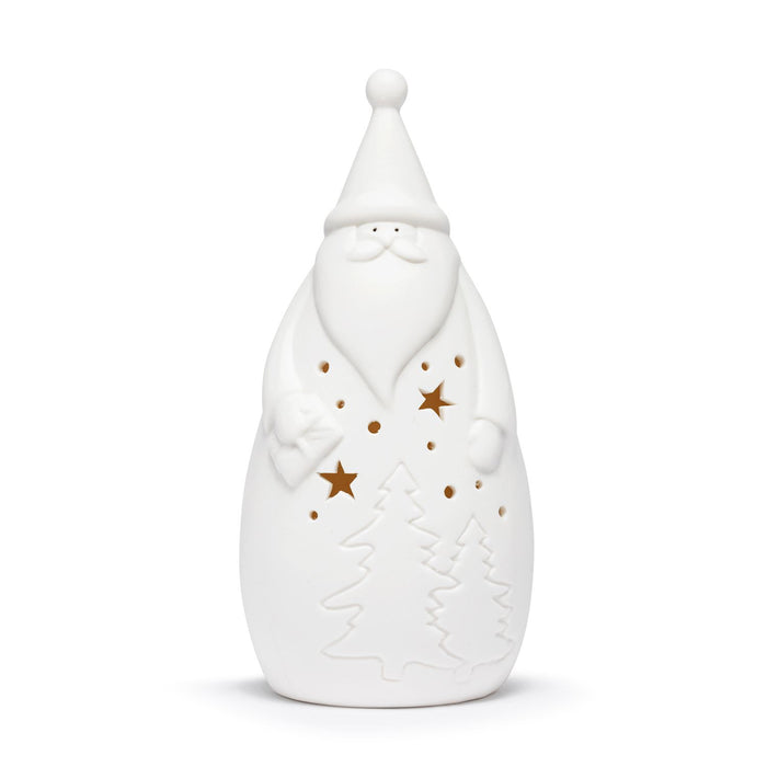 Demdaco - White LED Ceramic Santa Figurine