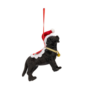 Demdaco - Black Labrador Dog in Santa Hat Ornament