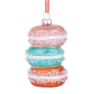 Demdaco - Pink Blue & Orange Sparkly Macaron Ornament