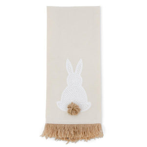 K&K Interiors - 28 Inch Tan Towel w/White Embroidered Easter Bunny