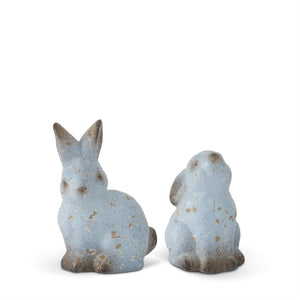 K&K Interiors - 6 Inch Weathered Blue Terracotta Bunnies (Assorted)