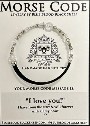 Blue Blood Black Sheep - Morse Code Wrap Bracelet "I love you"