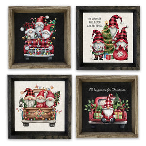Hangout Home - Assorted Christmas Cute Gnomes Framed Sign