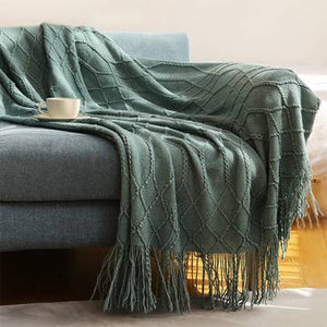 Fennco Styles - Rhombus Diamond Knit 50"X60" Throw Blankets