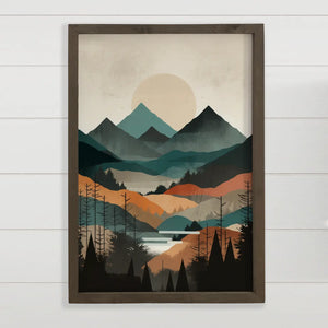 Hangout Home - Midcentury Modern Mountainscape Framed Decor