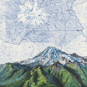 Final Switchback by Katie Jeanne Reim- Mt Rainier Above the Tatoosh Art Matted Print