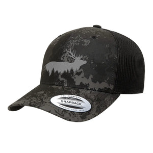 Black Lantern - Elk Above Tree Line Camo Trucker Hat