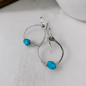 Derive Jewelry - Kingman Turquoise Mini Organic Hoop Earrings