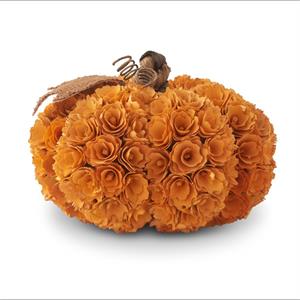 K&K Interiors - 9.5" Oranged Shaved Wood Pumpkin bok