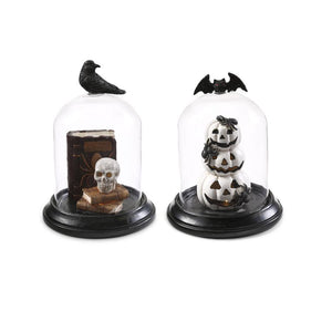 K&K Interiors - Bat & Crow LED Halloween Glass Cloches