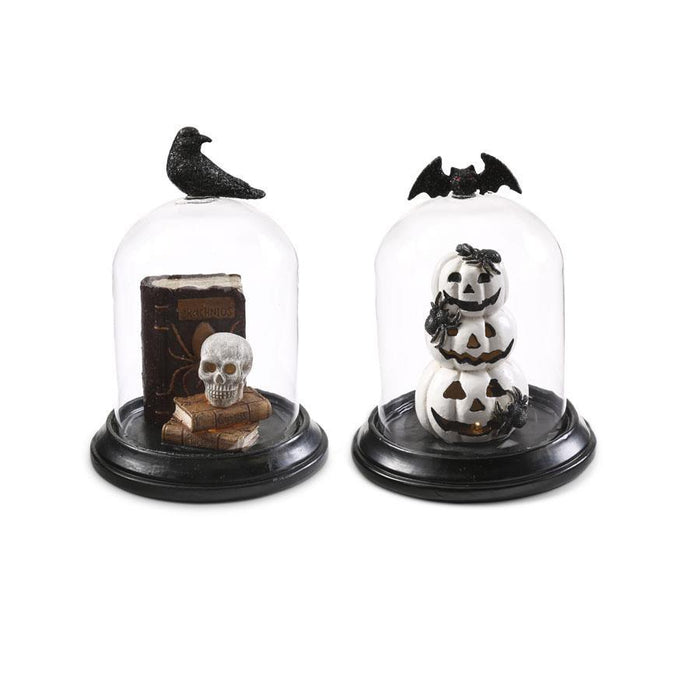 K&K Interiors - Bat & Crow LED Halloween Glass Cloches