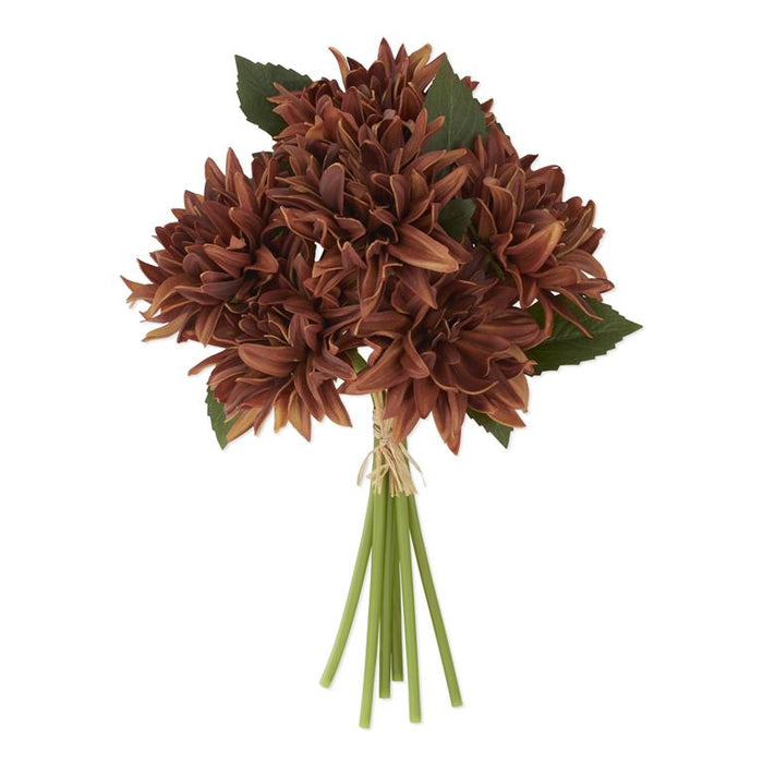 K&K Interiors - 12" Light Brown Real Touch Dahlia Bundle (6 Stems)