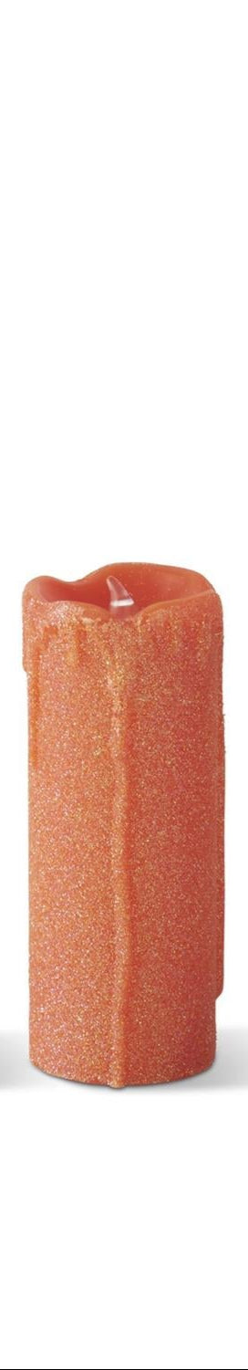 K&K Interiors - Orange Glittered Wax LED Candles (Assorted Sizes)