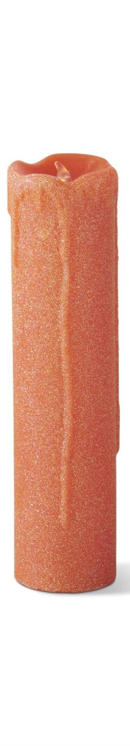 K&K Interiors - Orange Glittered Wax LED Candles (Assorted Sizes)