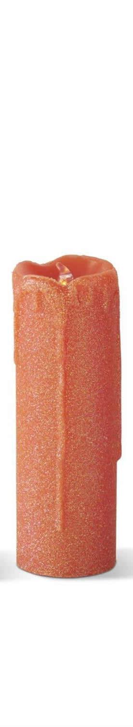 K&K Interiors - Orange Glittered Wax LED Candles (Assorted Sizes)