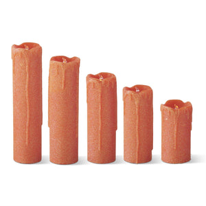 K&K Interiors - Orange Glittered Wax LED Candles (Assorted Sizes)