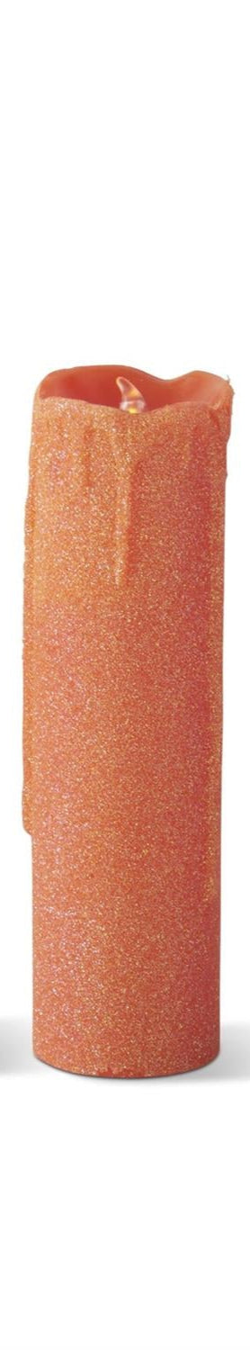 K&K Interiors - Orange Glittered Wax LED Candles (Assorted Sizes)