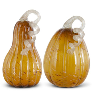 K&K Interiors - Yellow Speckled Handblown Glass Pumpkin & Gourd (sold separately)