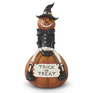 K&K Interiors - 9" Resin Trick Or Treat Pumpkin Man