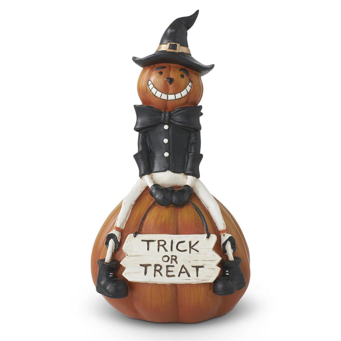 K&K Interiors - 9" Resin Trick Or Treat Pumpkin Man