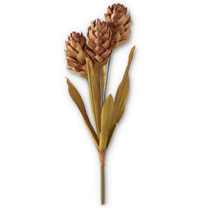 K&K Interiors - 28" Brown Ginger Triple Flower Stem