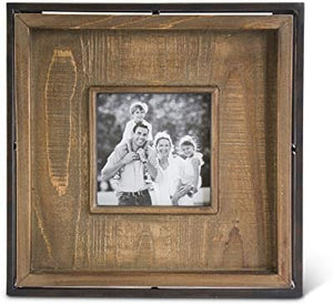 K&K Interiors - Square Dark Metal and Wood Modern Photo Frame (assorted sizes)