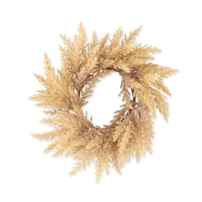 K&K Interiors - 16 Inch Flocked Light Brown Pampas Grass Candle Ring