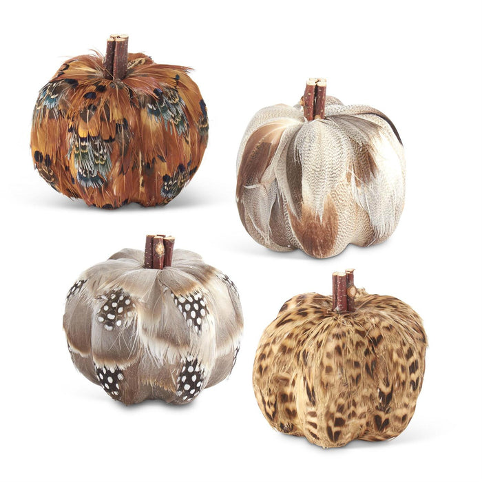 K&K Interiors - Assorted 3.25" Feather Pumpkins