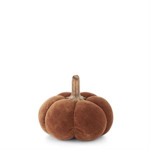 K&K Interiors - Brown Velvet Pumpkins with Wood Stem (Assorted Sizes)