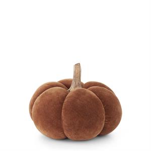K&K Interiors - Brown Velvet Pumpkins with Wood Stem (Assorted Sizes)