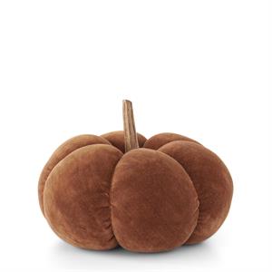 K&K Interiors - Brown Velvet Pumpkins with Wood Stem (Assorted Sizes)