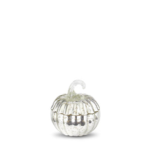 K&K Interiors - Silver Mercury Glass Pumpkin Poured Candle (assorted scents)
