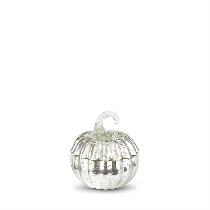 K&K Interiors - Silver Mercury Glass Pumpkin Poured Candle (assorted scents)