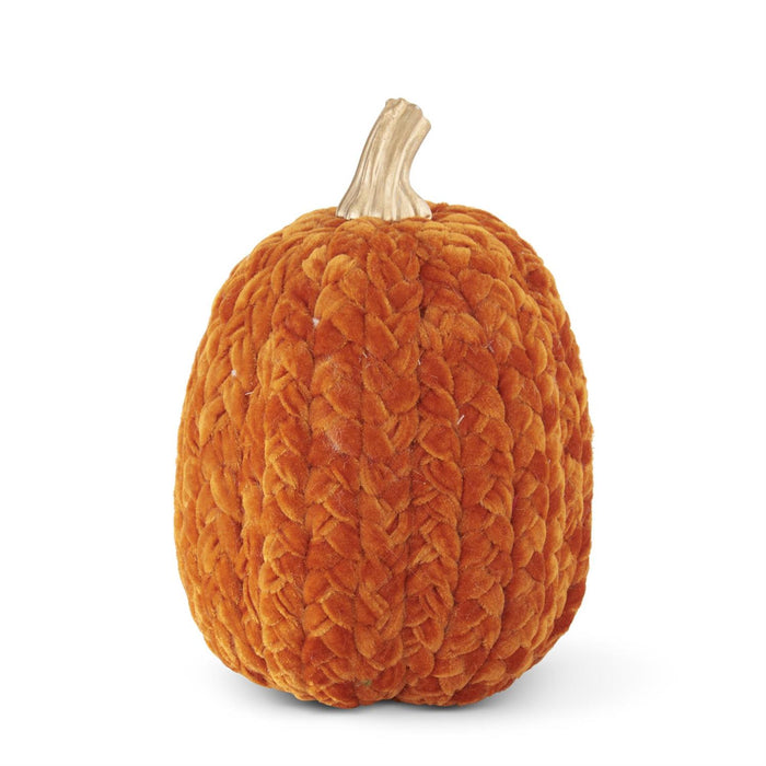 K&K Interiors - 9.75" Rust Orange Braided Pumpkin